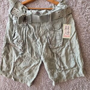 NWT Johnny Was Pete & Greta Unisex Belted Utility Cargo Shorts‎ Womens 12 33 Alt
